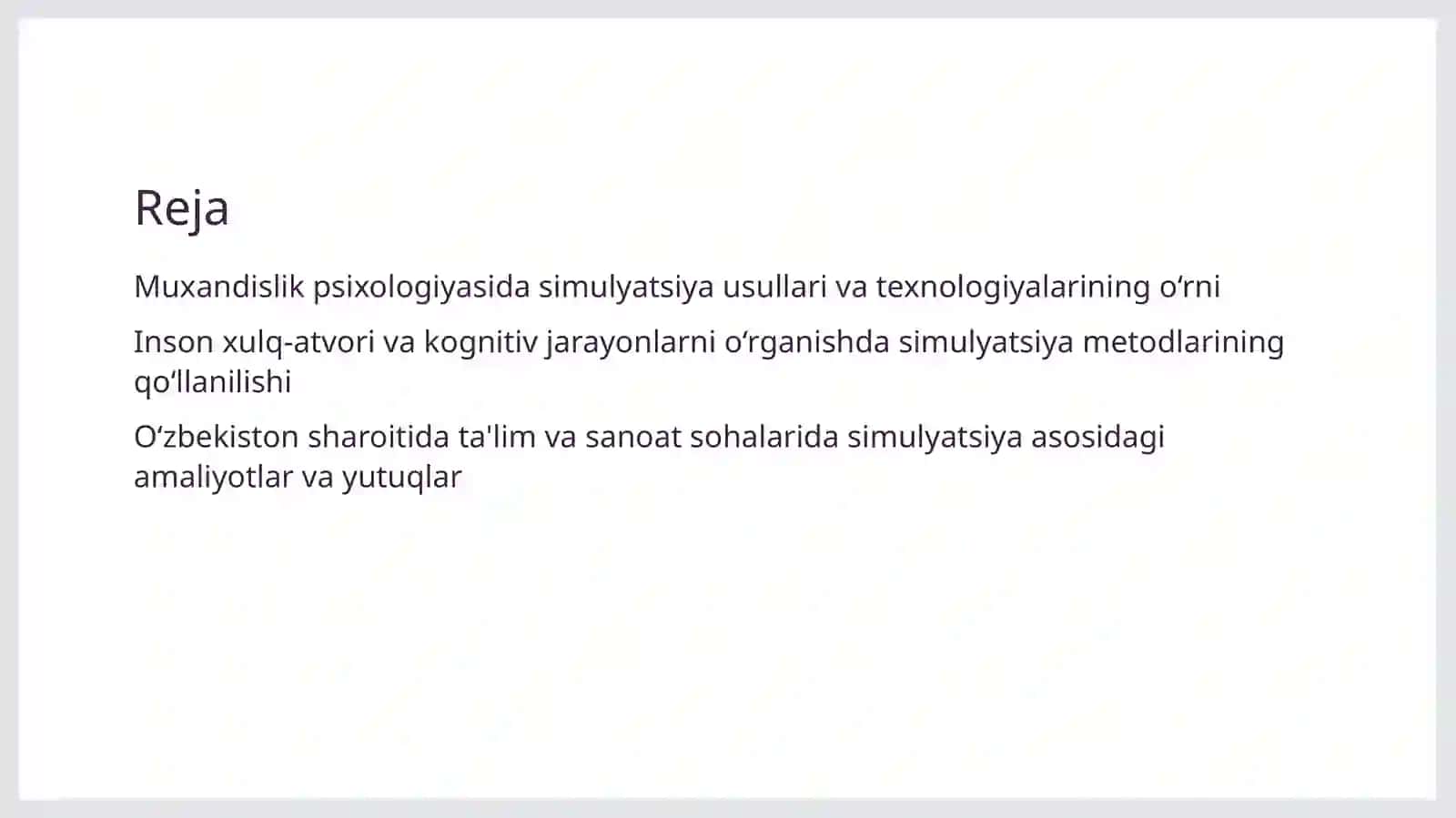 Muxandislik psixologiyasining simulyatsiya usullari 2