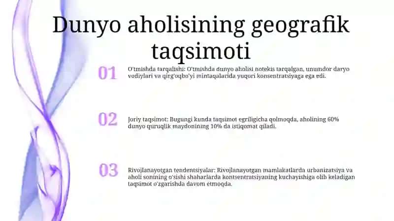 Dunyo Aholisi Geografiyasi Va Undagi O'Zgarishlar 2