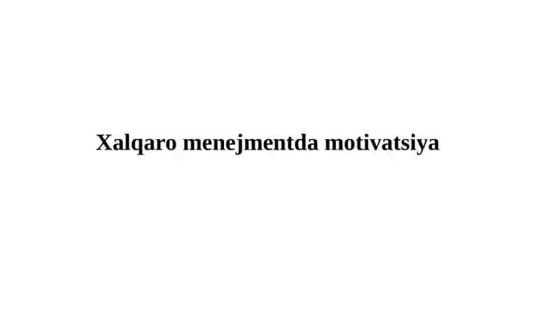 Xalqaro menejmentda motivatsiya 2