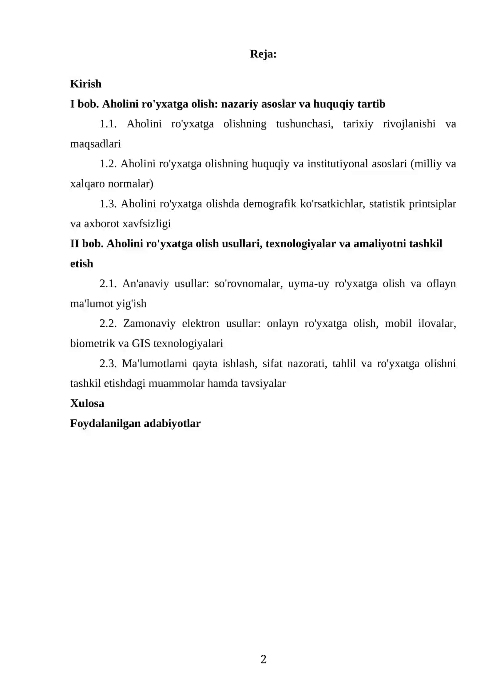 AHOLINI RO'YXATGA OLISH TARTIBI VA USULLARI 2