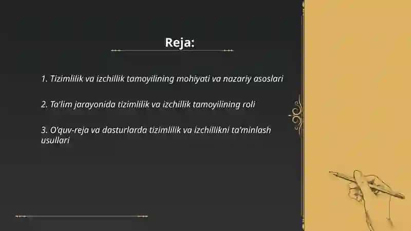 Tizimlilik va izchillik tamoyili 2