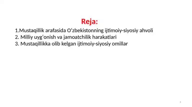 Mustaqillik arafasida O'zbekistondagi ijtimoiy siyosiy jarayonlar 2