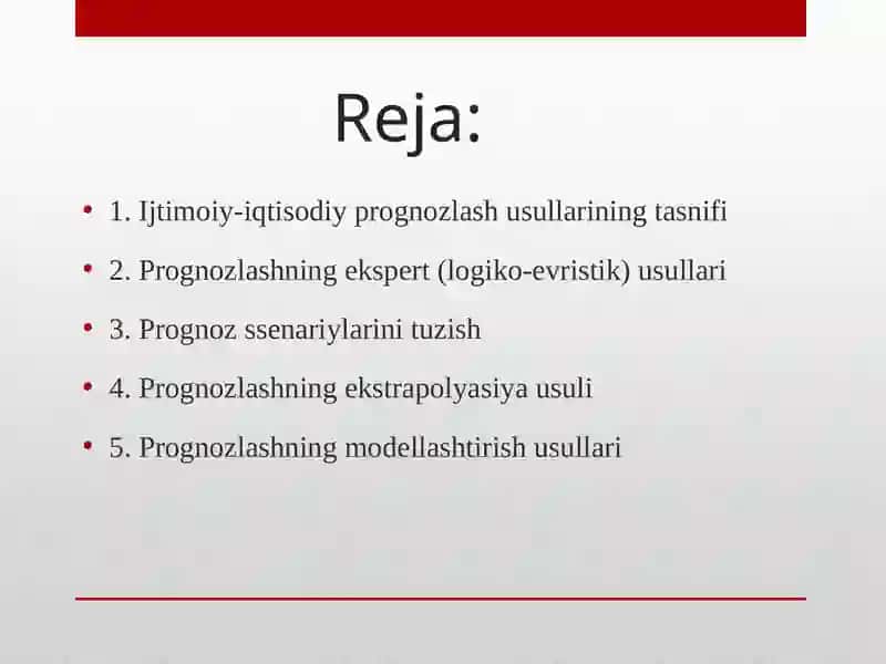 Ijtimoiy-iqtisodiy jarayonlarni prognozlash usullari 2