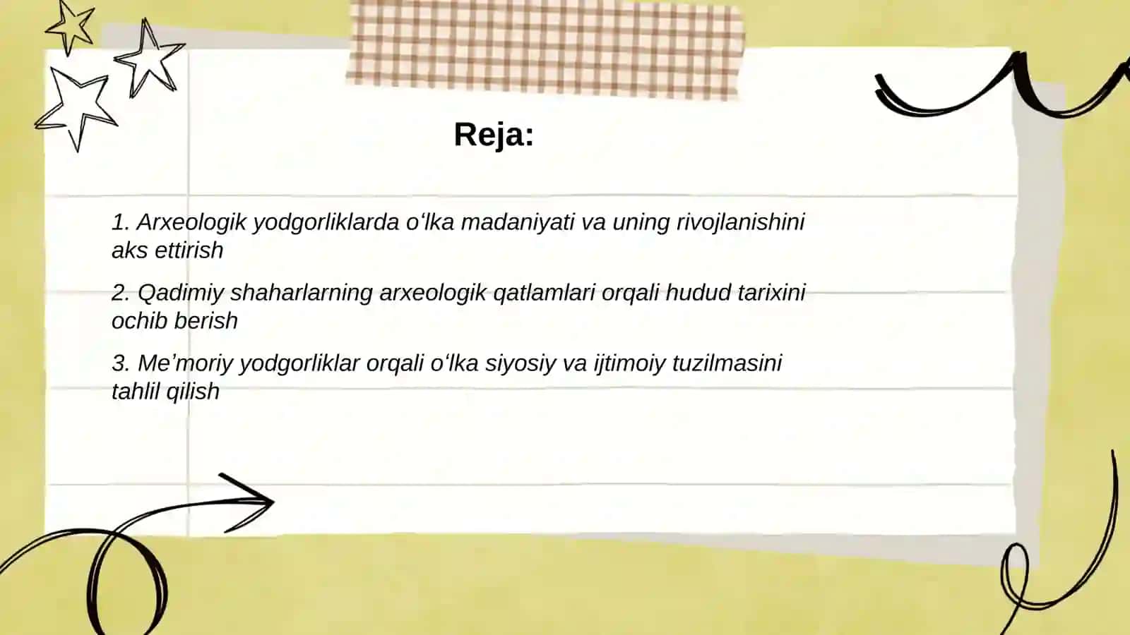Oʻlka tarixini arxeologik yodgorliklarda aks ettirish 2