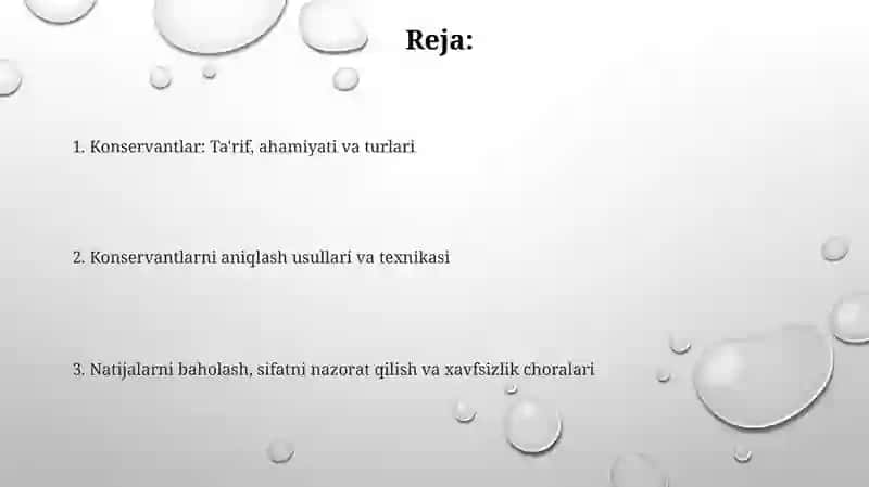 Mahsulot tarkibidagi konservantlar miqdorini aniqlash 2
