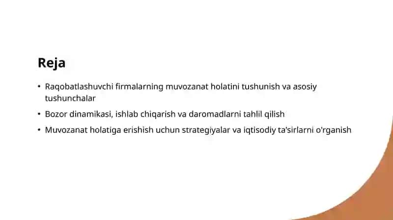 Raqobatlashuvchi firmaning muvozanat holati 2