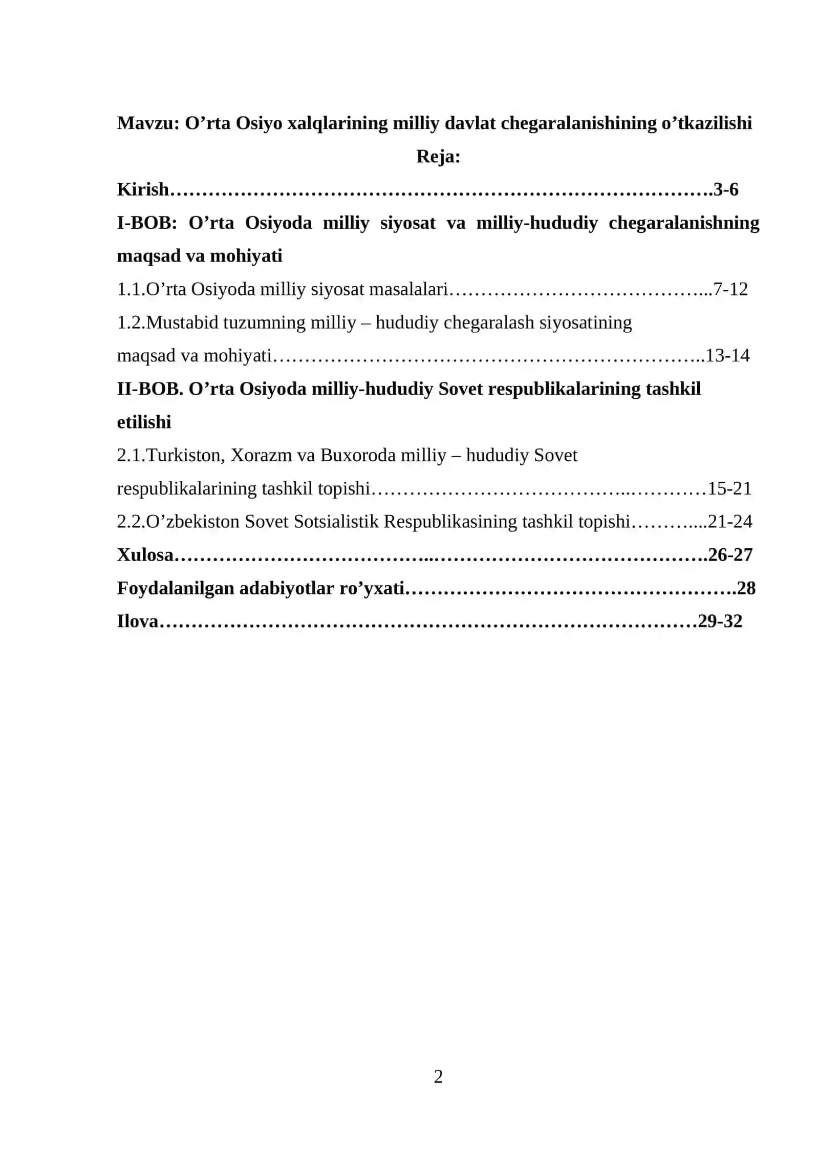 O’rta Osiyoda milliy-hududiy chegaralanish o’tkazilishi 2