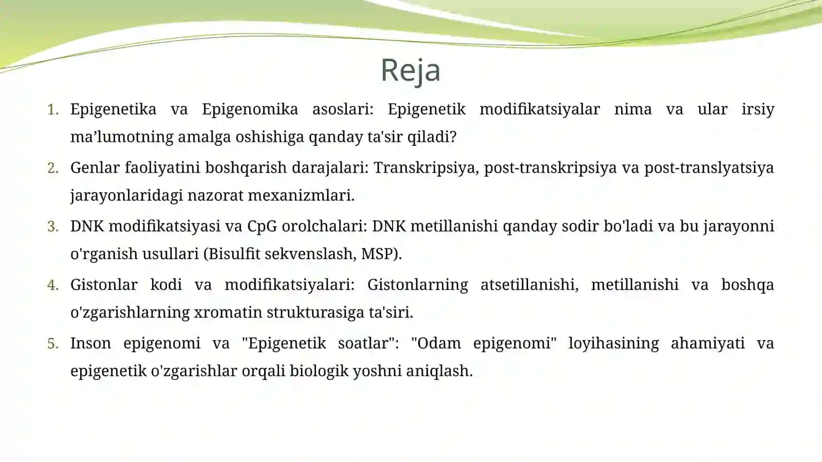 Epigenetika va epigenomika. 2