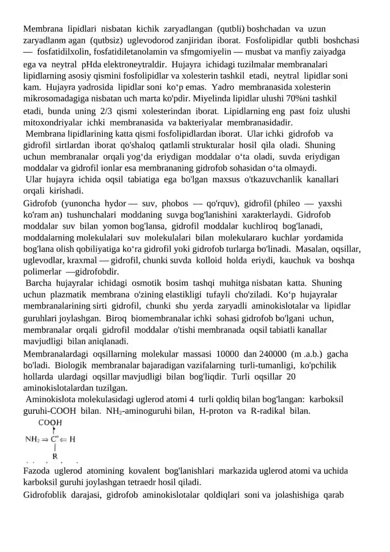 Biologik membranalar tuzilishi 2