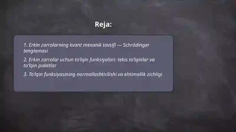 Mikrozarralarning erkin xarakati 2