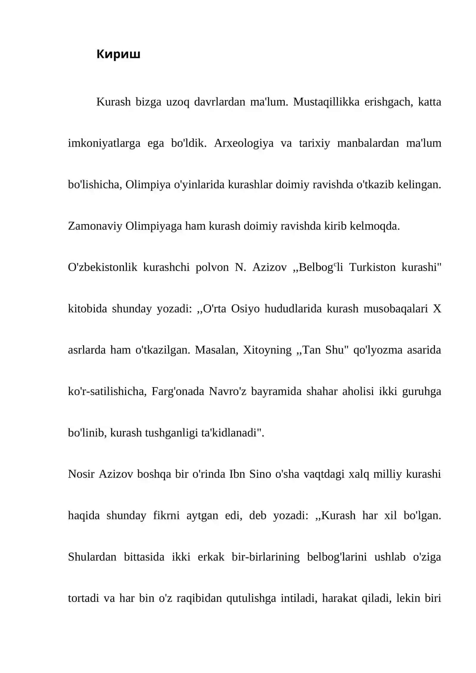 Kurashchining turish holati 2