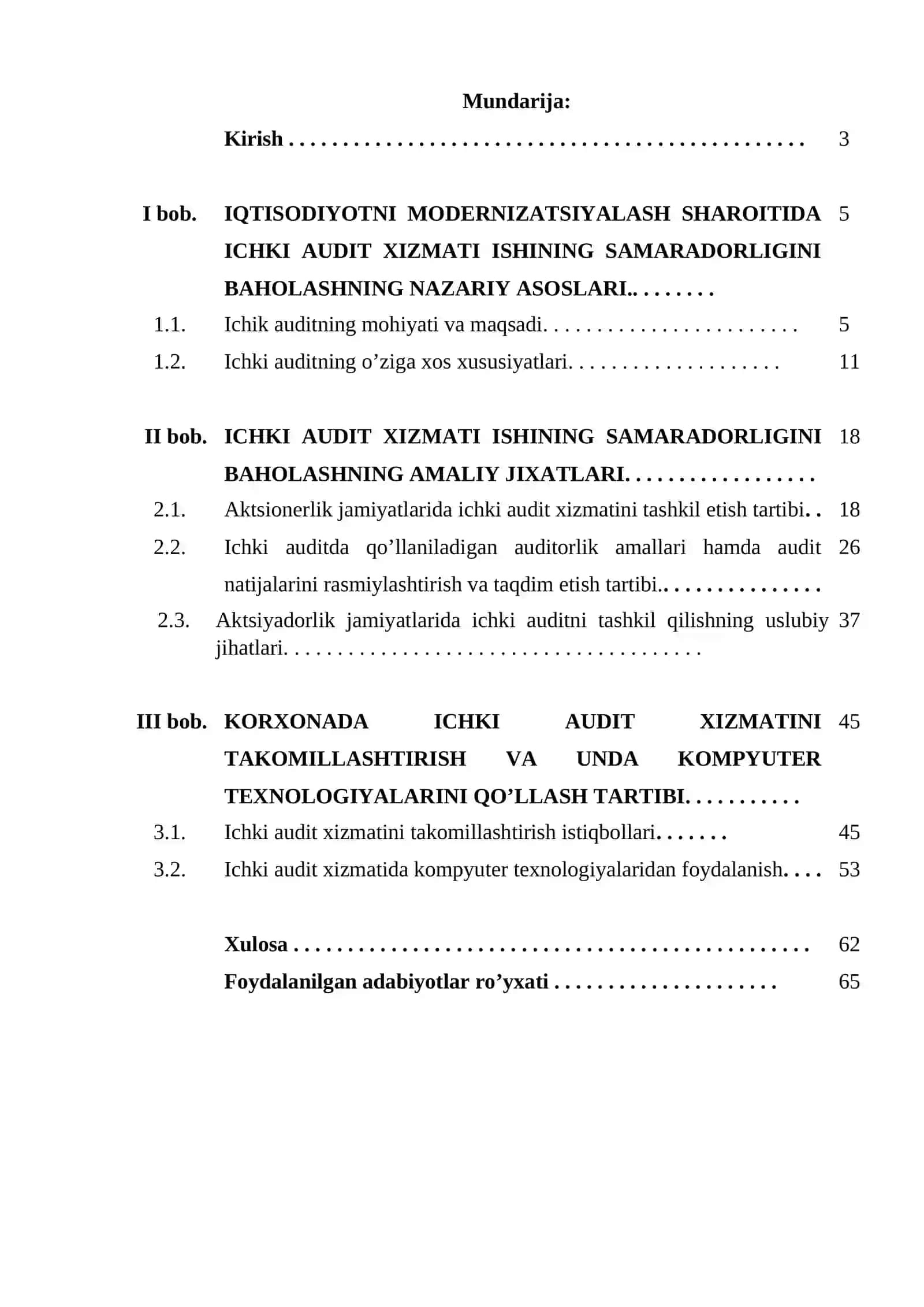 «Ichki audit xizmati ishining samaradorligini baholash» 2