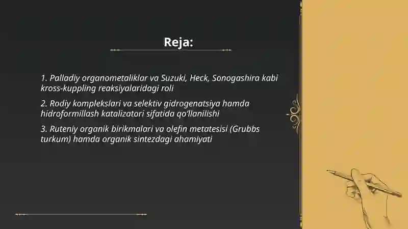 Oraliq metallarning hosil qilgan organik birikmalari 2