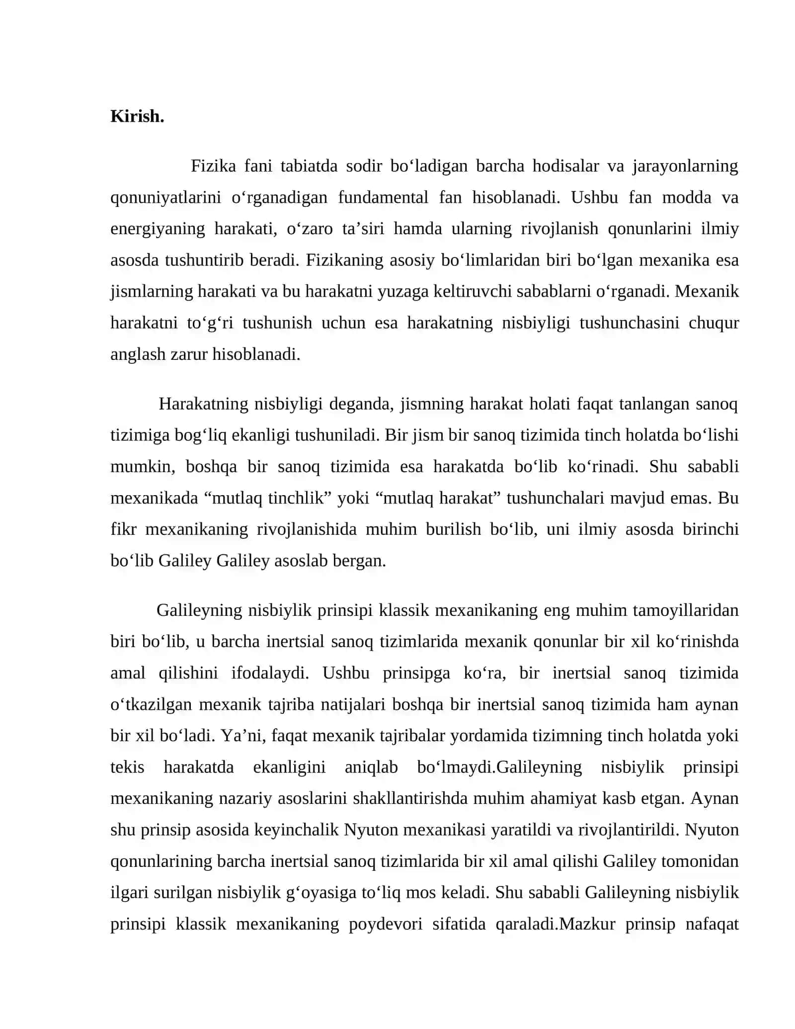 Galileyning nisbiylik prinsipi 2