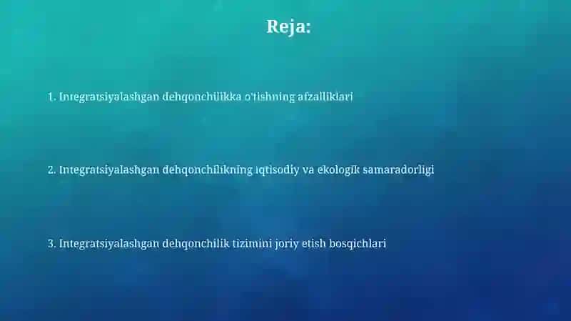 Integratsiyalashgan dehqonchilikda samaradorlikni oshirish 2