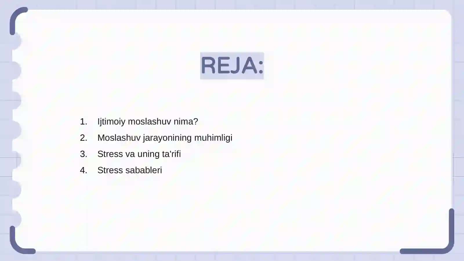 Ijtimoiy moslashuv. Stress muammolari 2