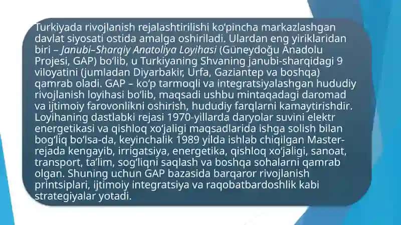 GAP rejalashtirish loyihasi 2