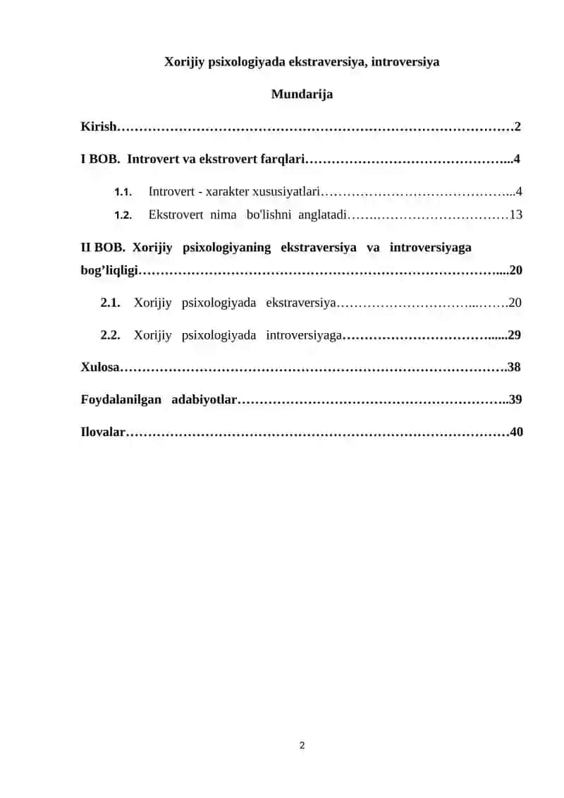 "Xorijiy psixologiyada ekstravеrsiya, introvеrsiya" 2