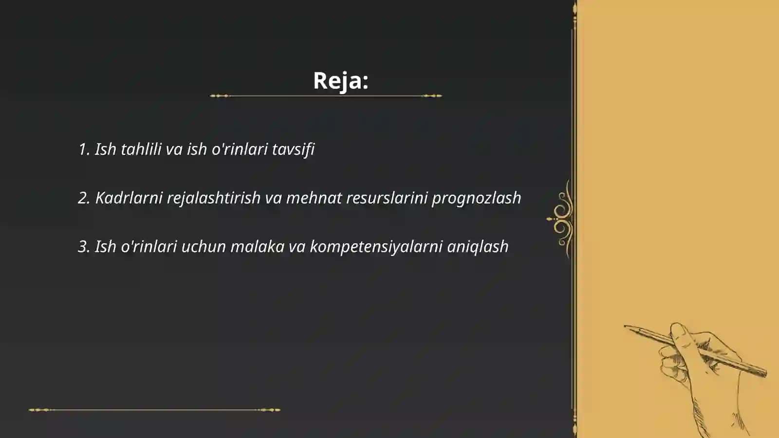 Xodimlarni tanlash va ish órinlari bilan taminlash 2