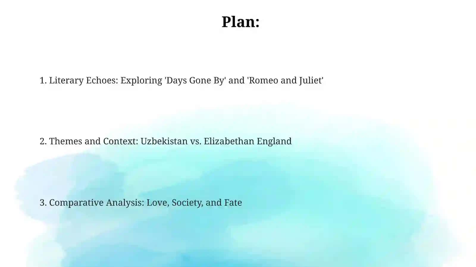 Comparison of Uzbek literature and English literature: O‘tgan kunlar and Romeo and Juliet 2