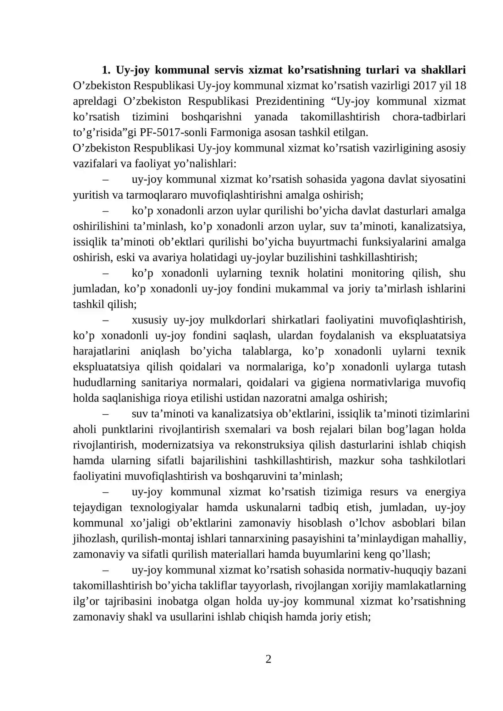Xizmatlar va Servis faoliyatining tasnifi 2