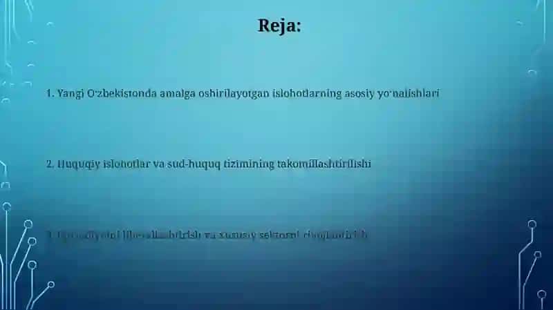 Yangi Oʻzbekistonda amalga oshirilayotgan islohotlar 2