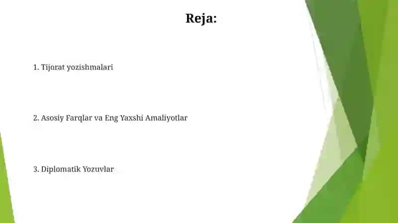 Diplomatik va tijorat yozishmalari 2