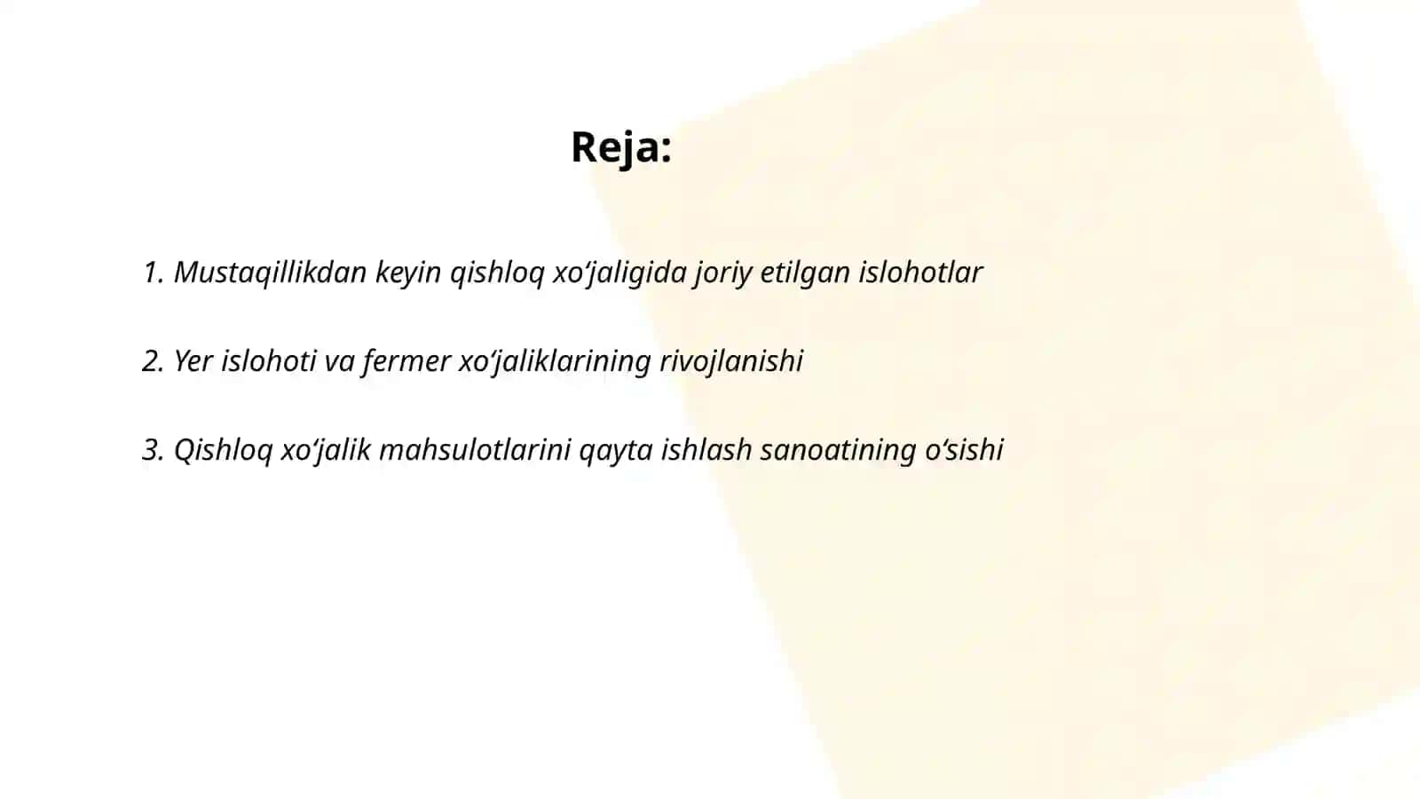Qishloq xòjaligi va sanoat sohasidagi òzgarishlar 2