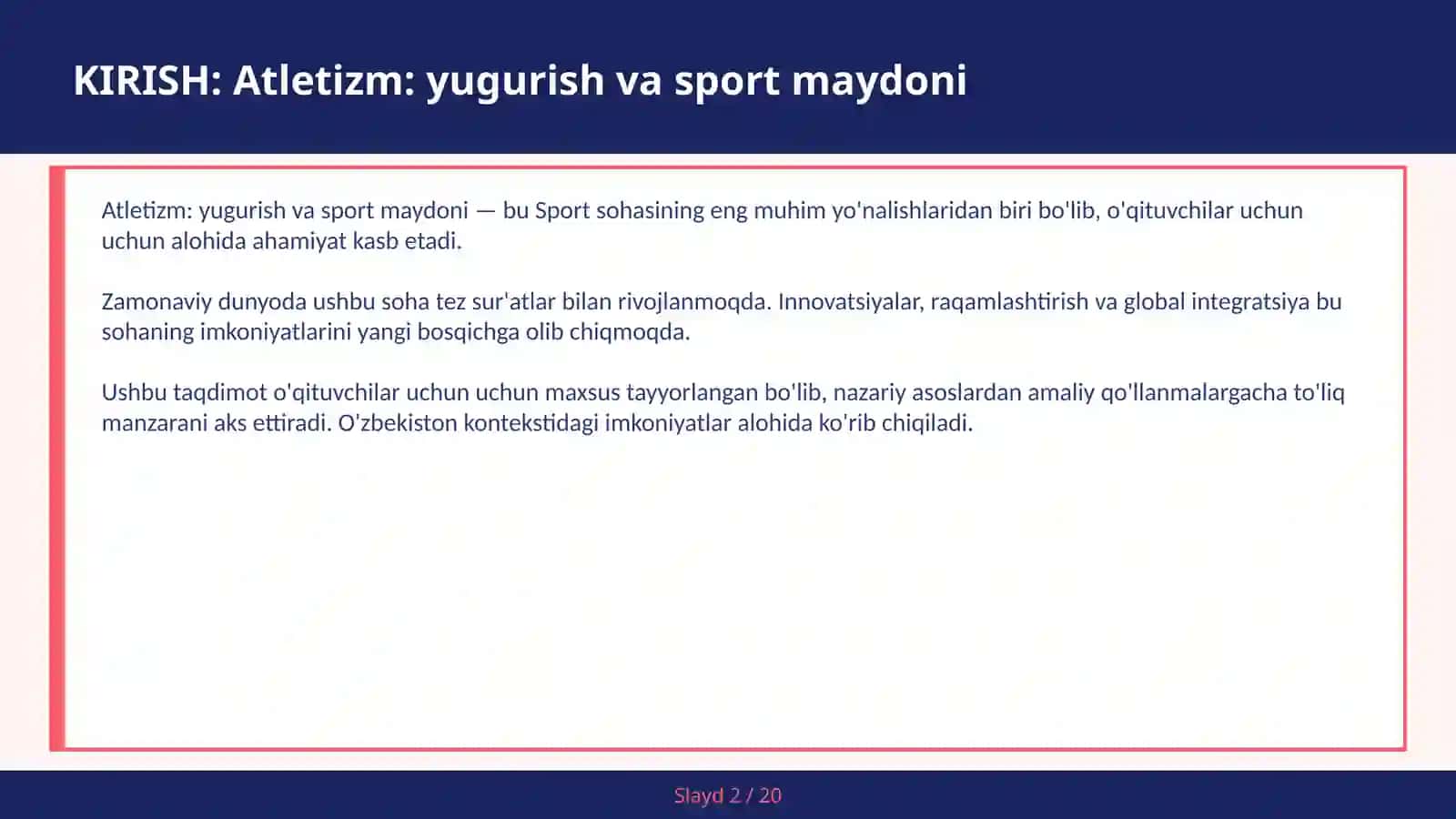 Atletizm: yugurish va sport maydoni 2