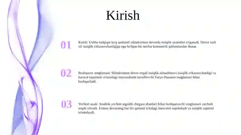 Bir Ko'P Qatlamli Silindrik Devorning Issiqlik O'Tkazuvchanligi 2