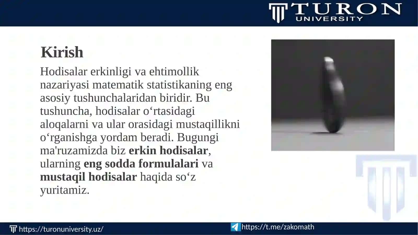 Hodisalarning erkliligi va eng sodda formulalar 2