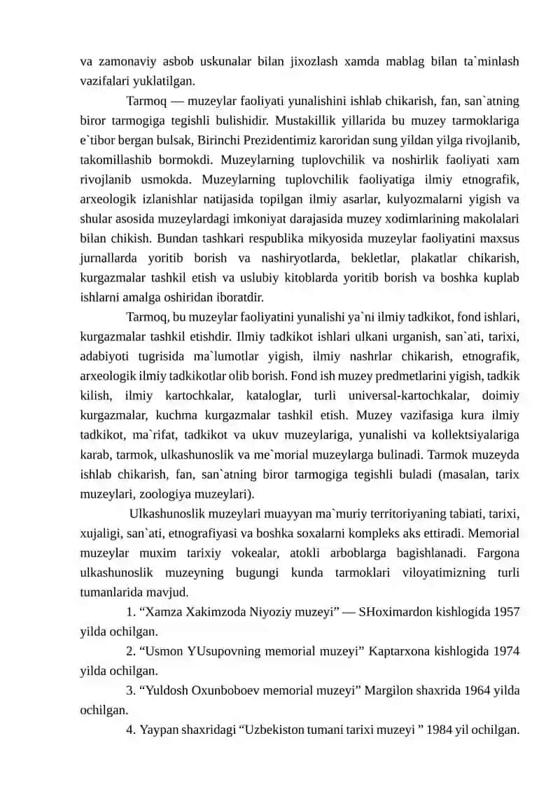 O‘zbekistonda muzeylar va muzey ishi 2