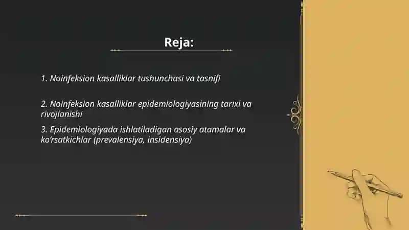 Noinfeksion kasalliklar epidemiologiyasiga kirish 2