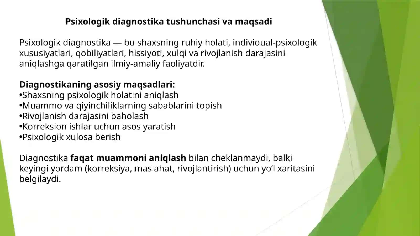 Psixologning diagnostik va korreksion ishi 2