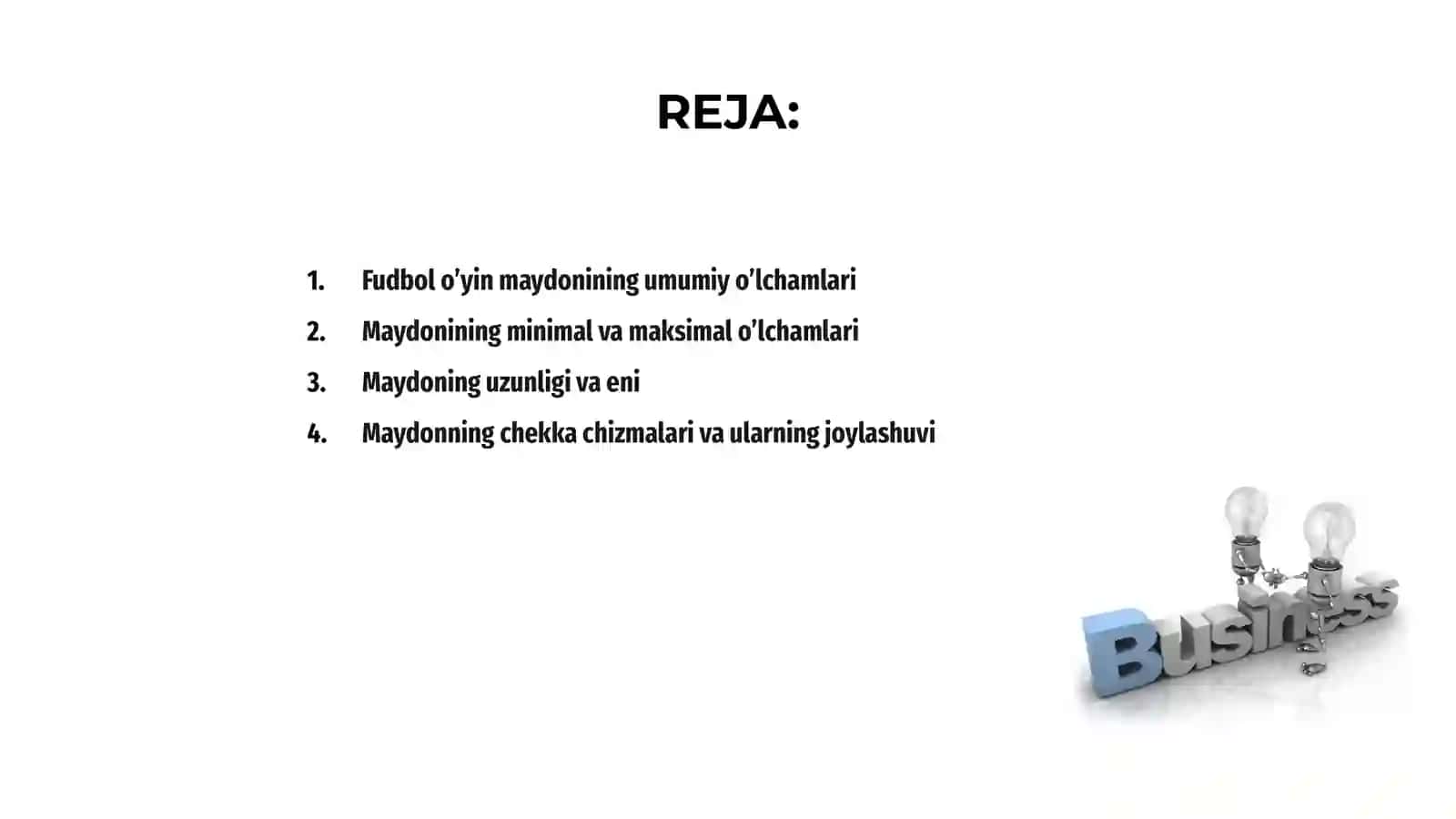 Fudbol o’yin maydoni o’lchamlari 2