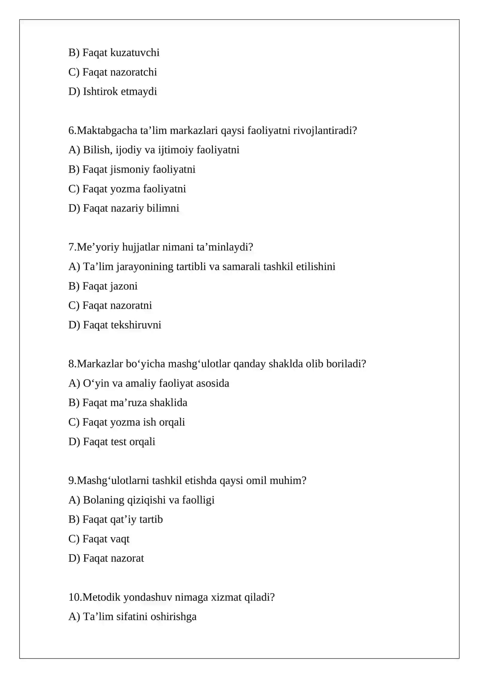 Maktabgacha ta’lim tashkilotlarida markazlar bo'yicha mashgʻulotlarni tashkil etishni qo'llashning me'yoriy metodik asoslari 2