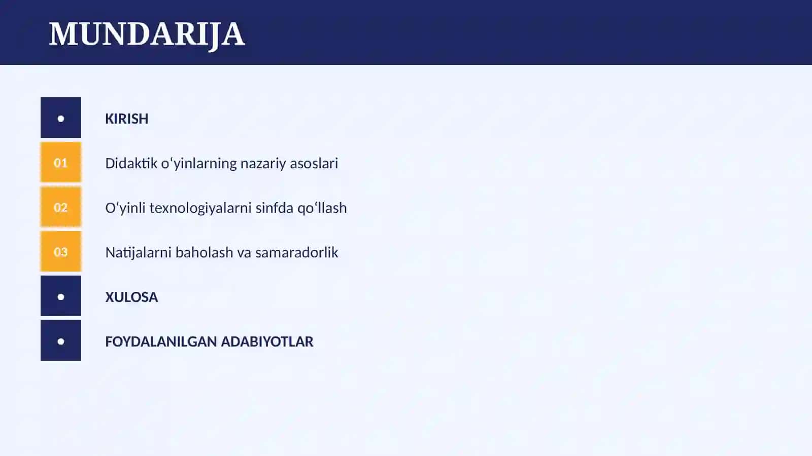 DIDAKTIK O`YINLI TEXNOLOGIYALAR 2