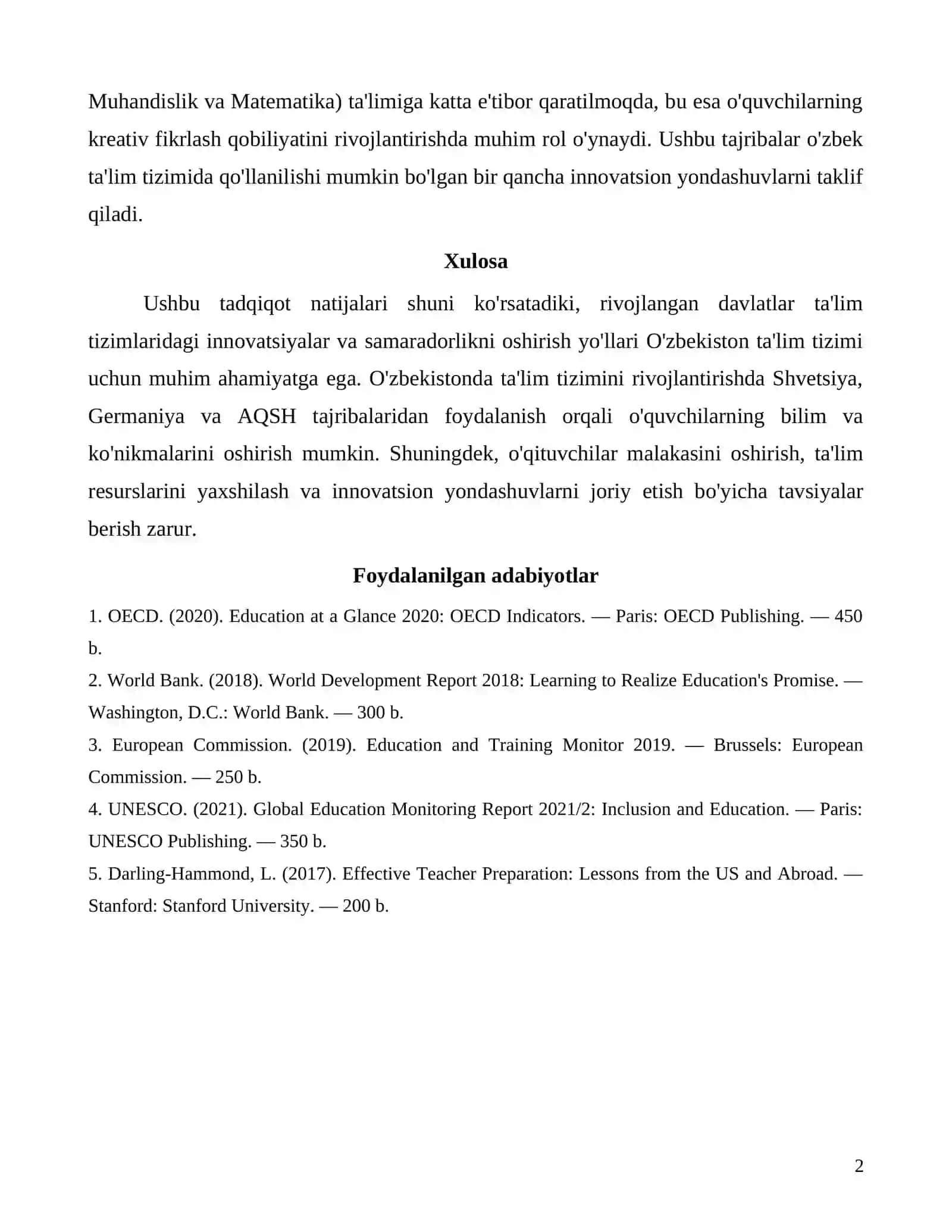 Jahoning rivojlangan davlatlarida talim tizimi 2