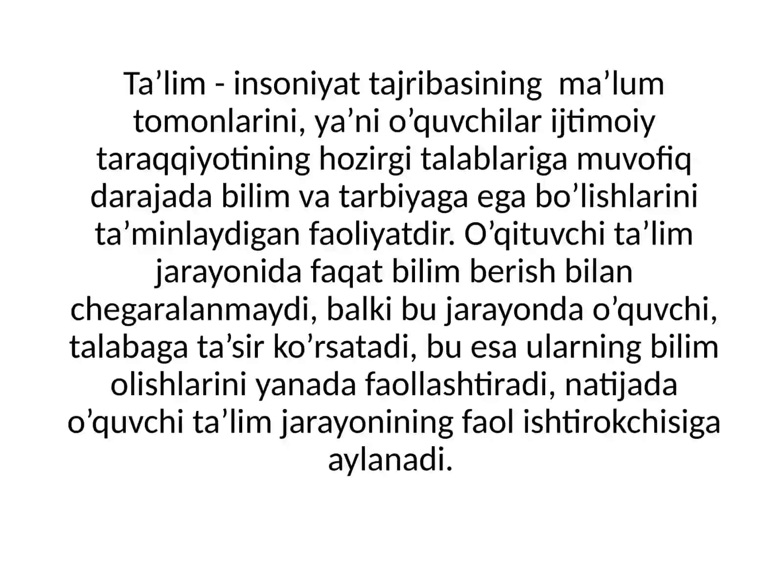 Ta'lim jarayoning mohiyati 2