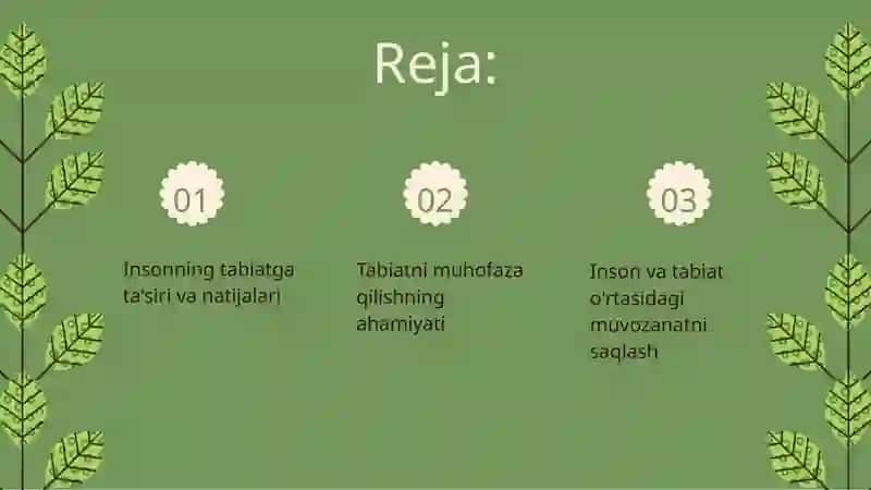 Inson va tabiat o'rtasidagi o'zaro munosabatlar va ularning oqibatlari 2