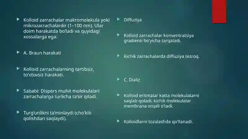 Kolloid sistemalarning molekulyar-kinetik xossalari 2