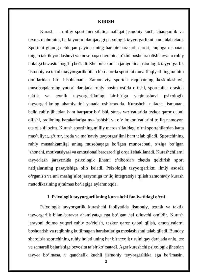 Kurash Psixologik Tayyorgarlik 2