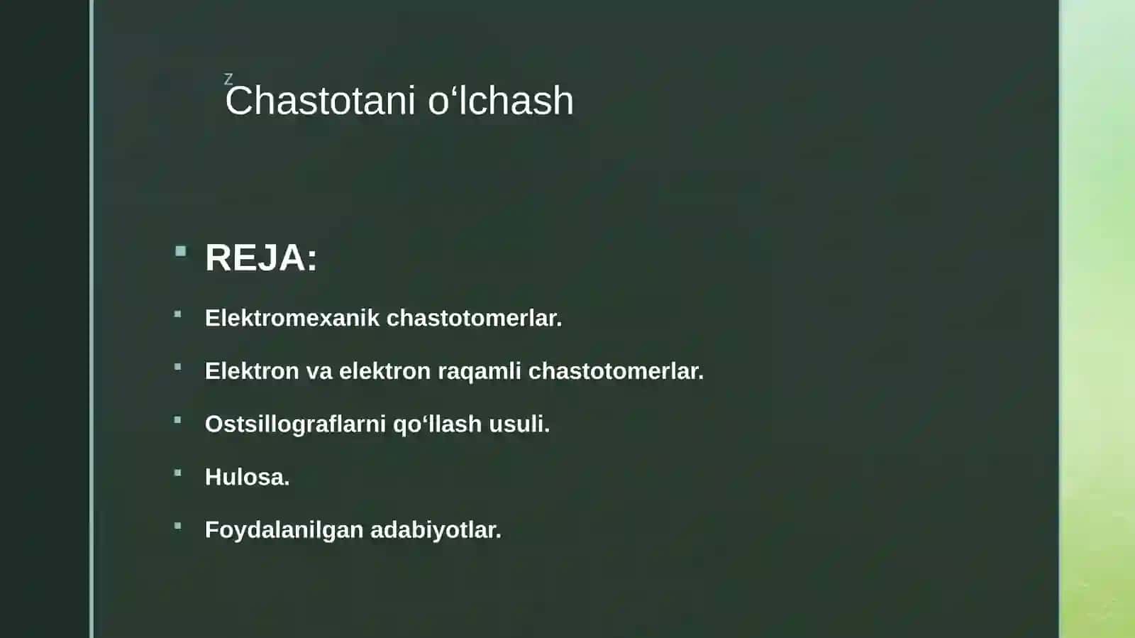 CHASTOTANI O‘LCHASH 2