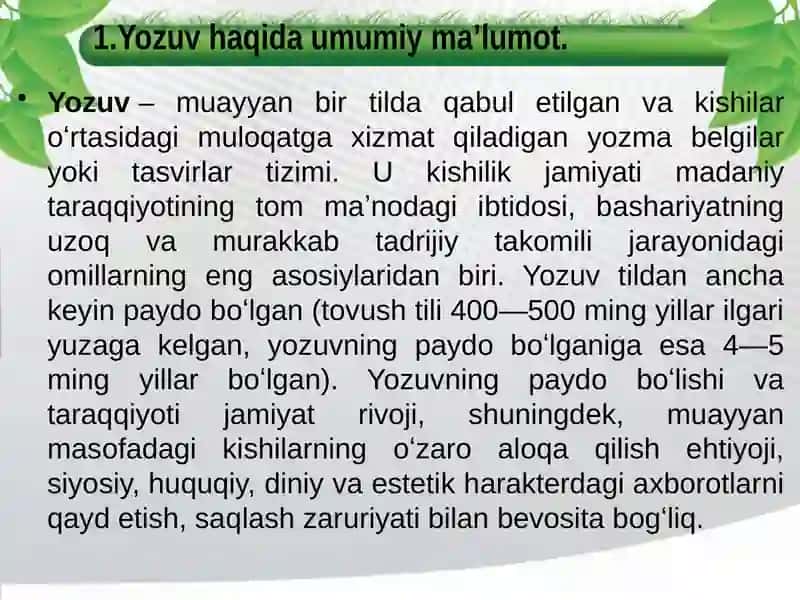 O`zbekyozuvitaraqqiyotimasalasi 2