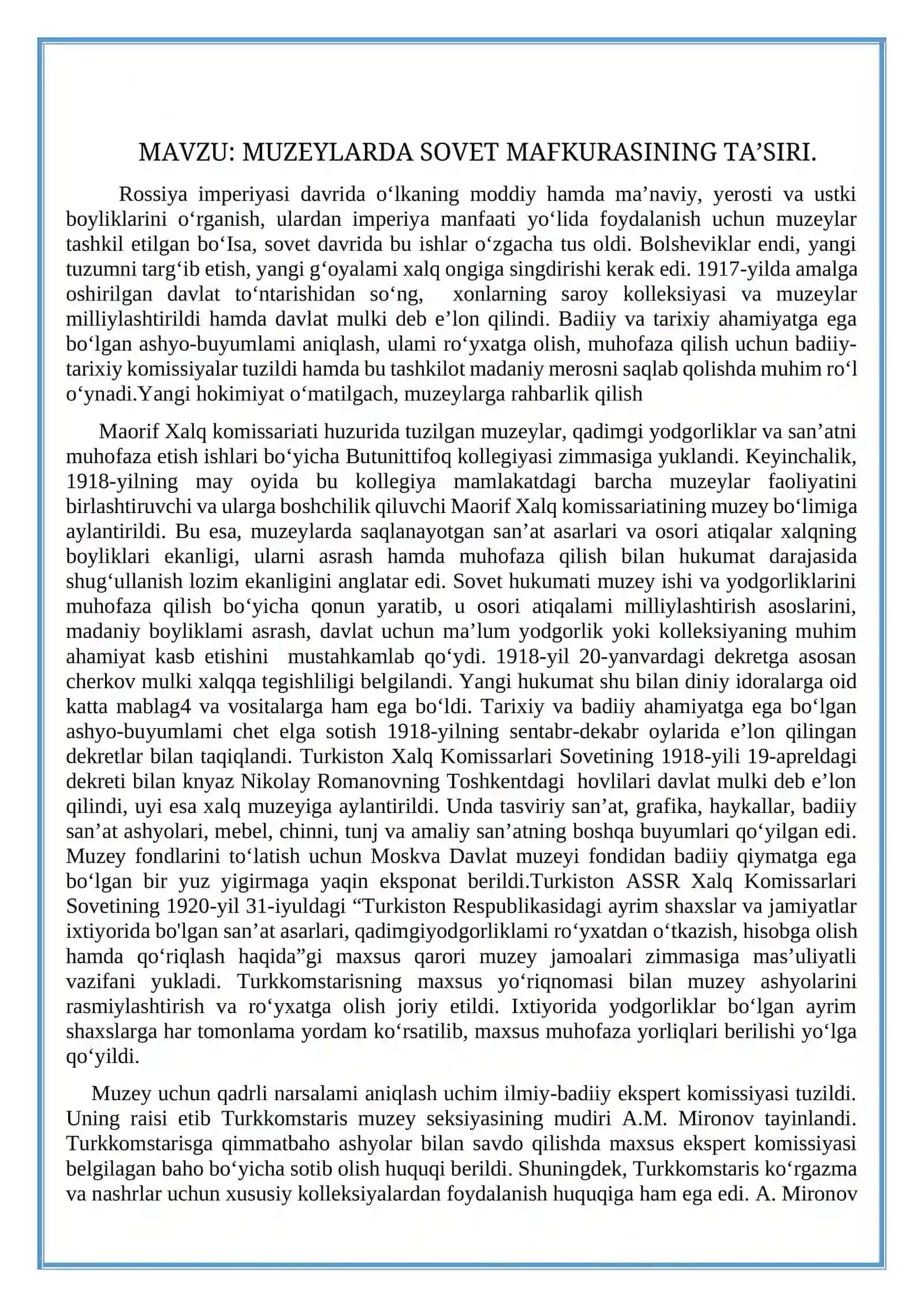 MUZEYLARDA SOVET MAFKURASINING TA’SIRI 2