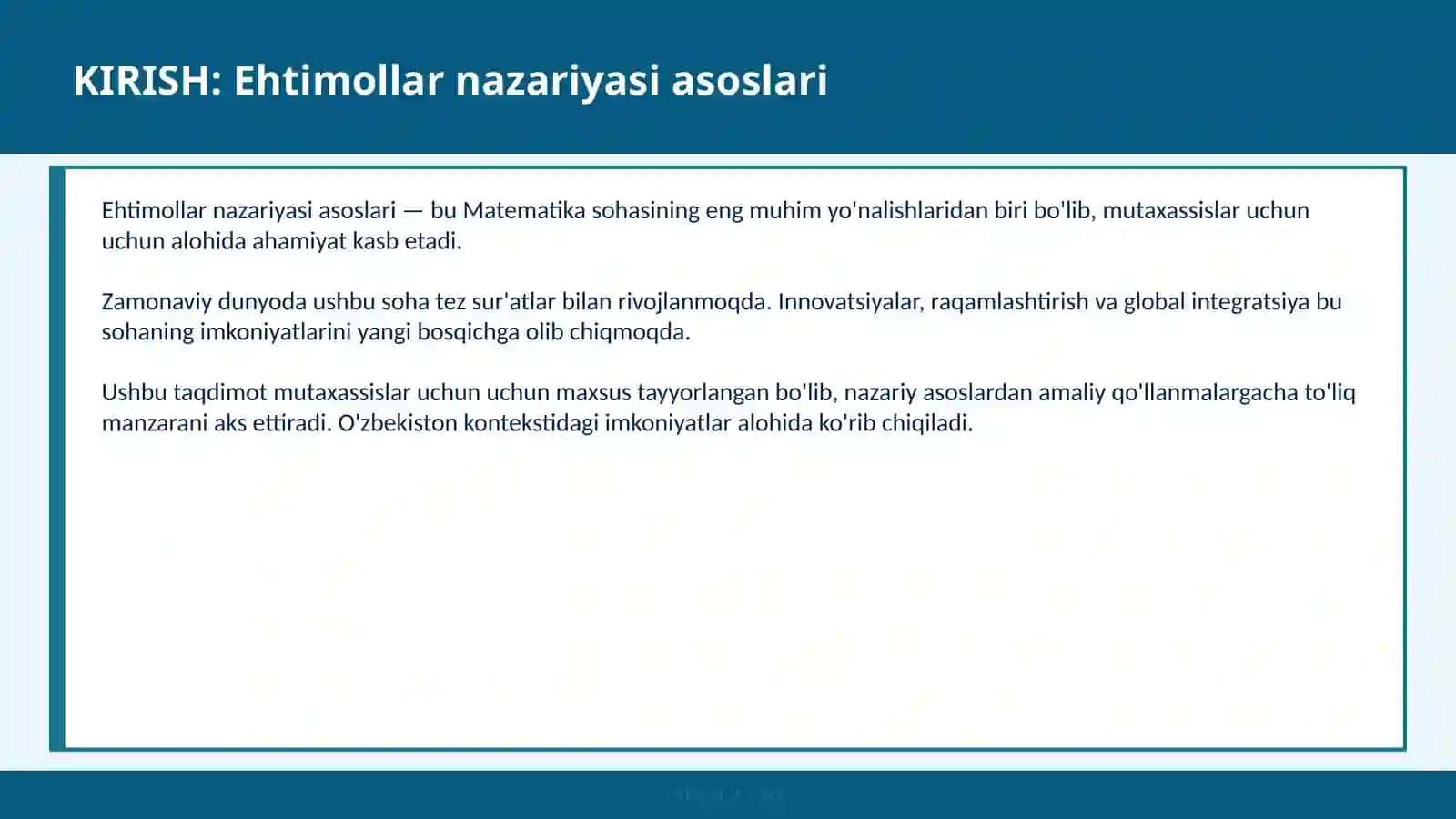 EHTIMOLLAR NAZARIYASI ASOSLARI 2