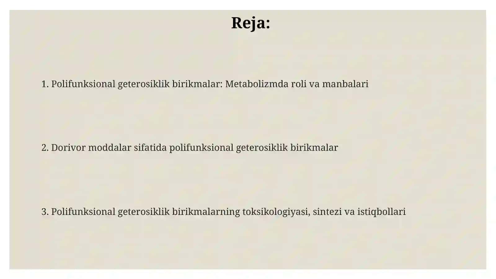 Poli-vа geterofunktsiоnаl birikmаlаr metаbоlitlаr vа dоrivоr moddalar sifаtidа 2