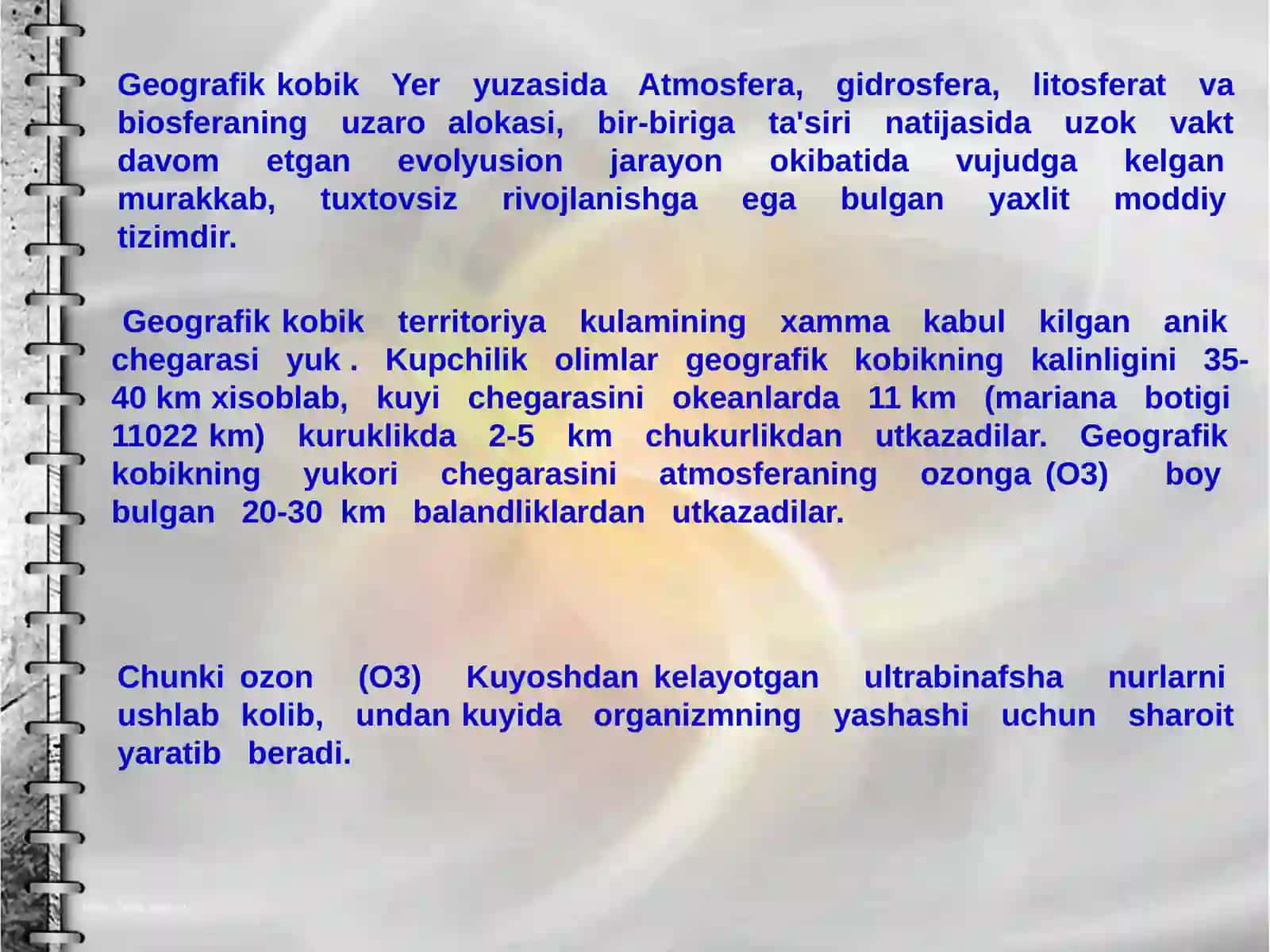 Geografik qobiqning tarkibiy qismlari 2