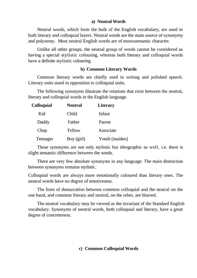 Lecture 4. General Consideration on the Classification of English Vocabulary 2