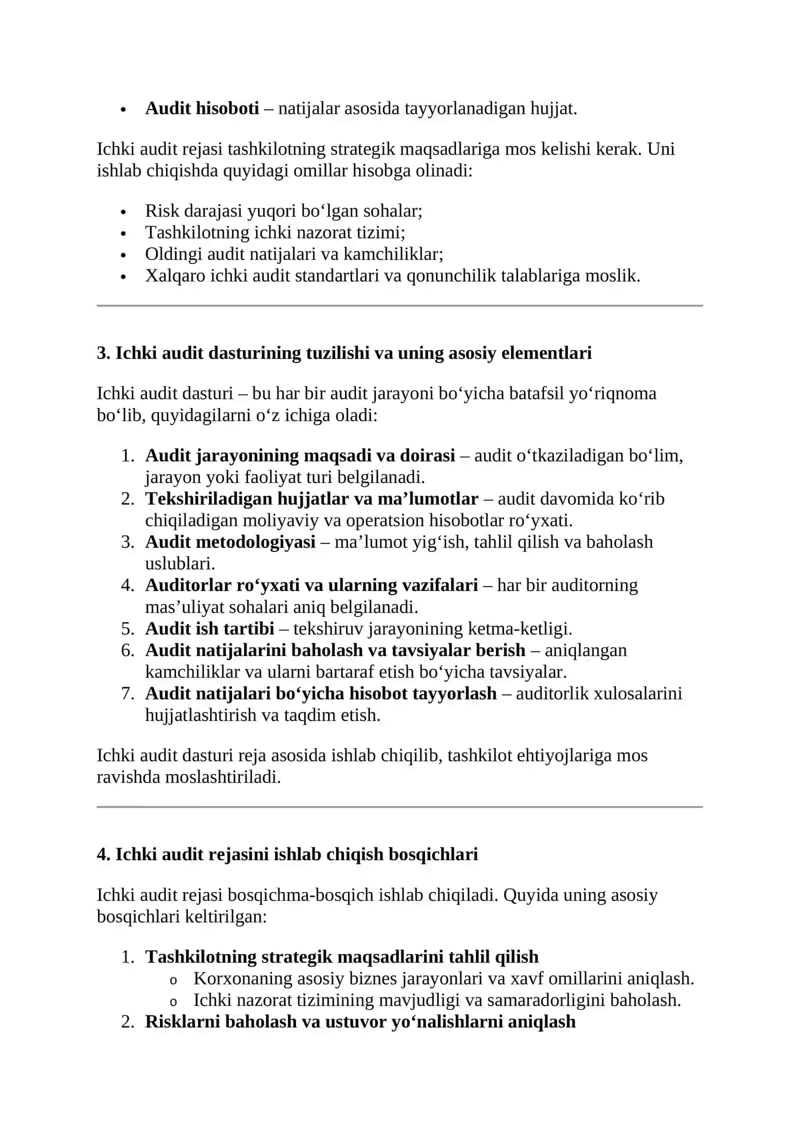 ICHKI AUDITNING REJASI VA DASTURINI TUZISH 2
